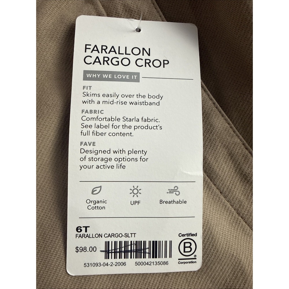 NWT Athleta Farallon Cargo Crop Size 6T Taupe‎ - Picture 8 of 9